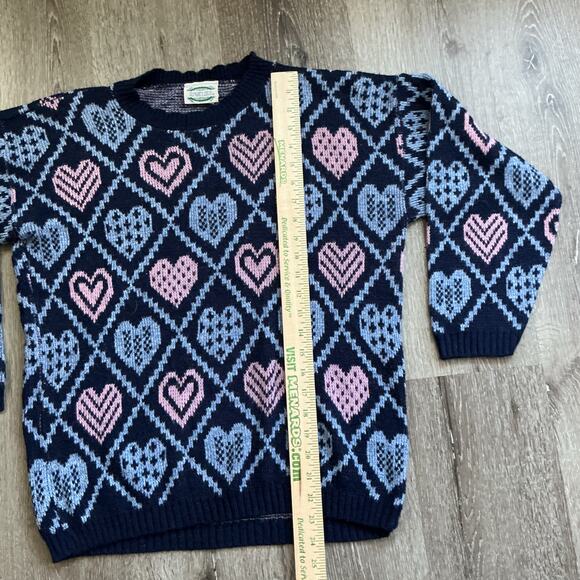Vintage Separate Issue Women’s Heart Sweater Blue Pink Knit USA‎ Medium 80s 90s - Picture 4 of 11